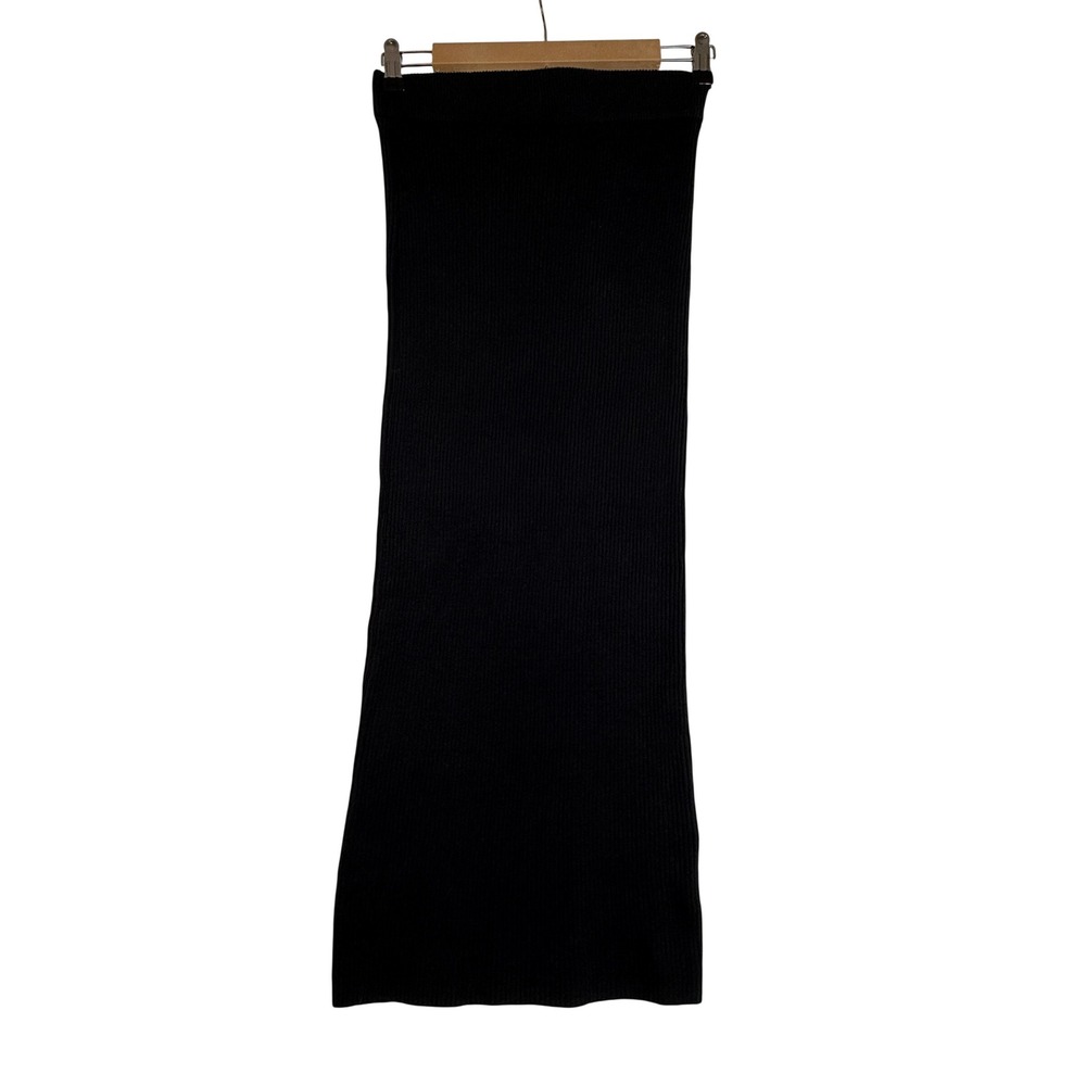 Gap Black Ribbed Knit Midi Pencil Skirt XS Petite Cotton Blend